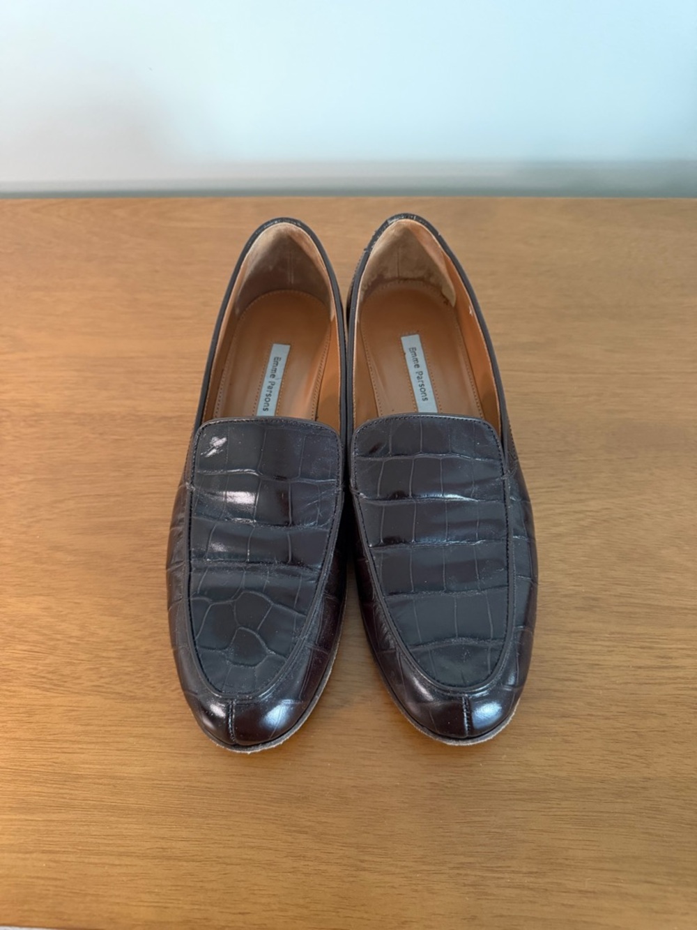 Emme Parsons brown embossed leather women’s loafers